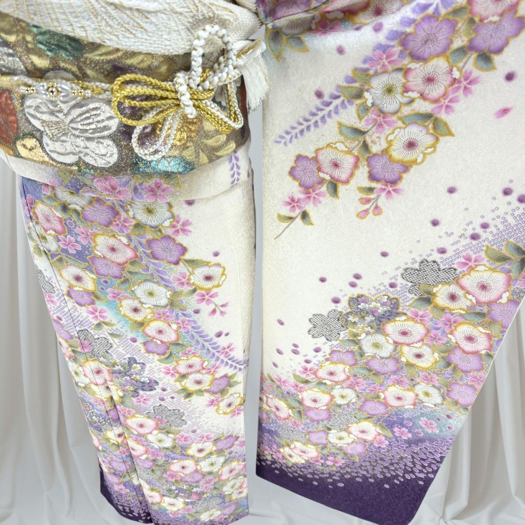 逸品 振袖7点フルセット 辻が花　辻ヶ花　金通し　花絞り　成人式 卒業式　正絹