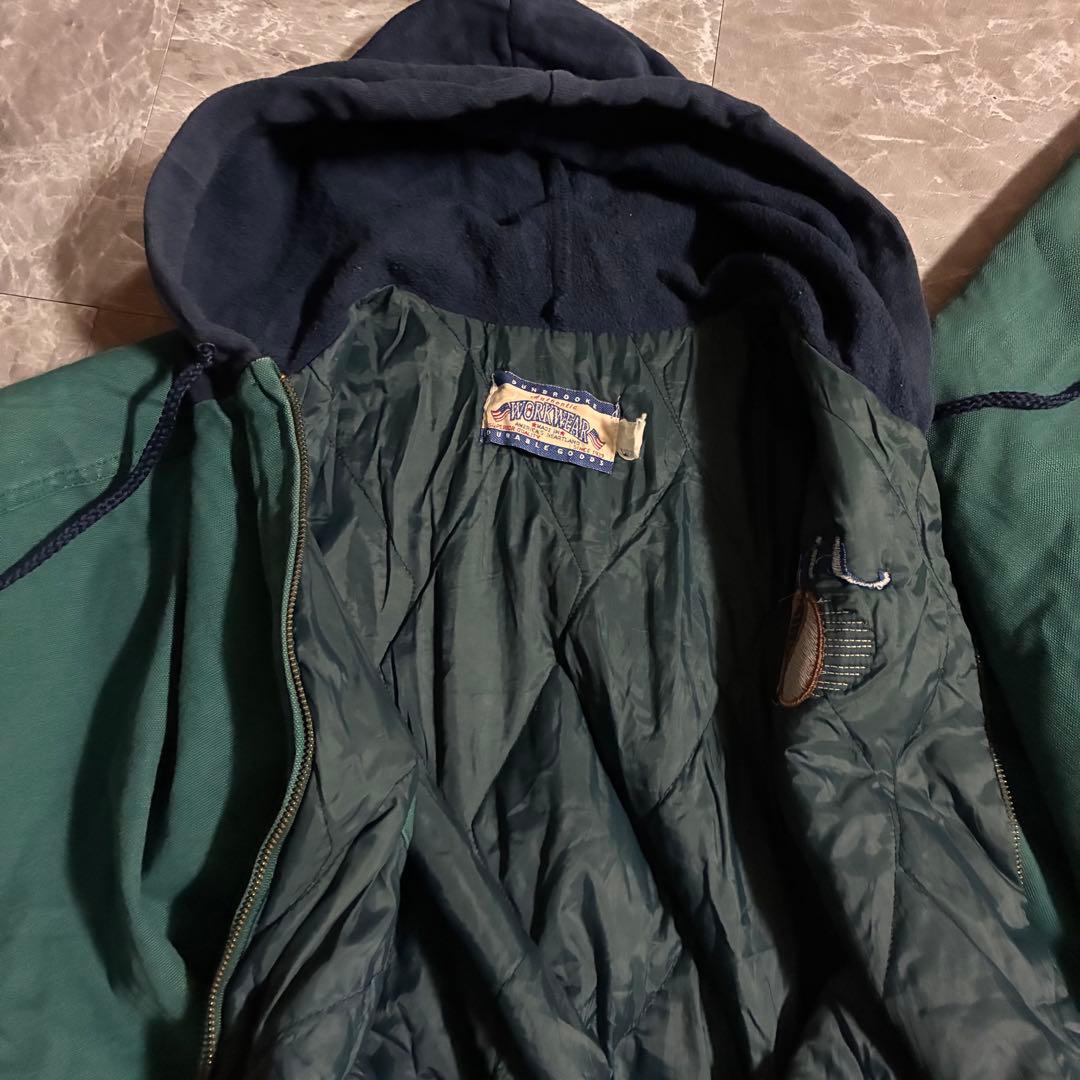 90s【USA製】DUNBROOKE フード付きダックジャケット企業刺繍 古着