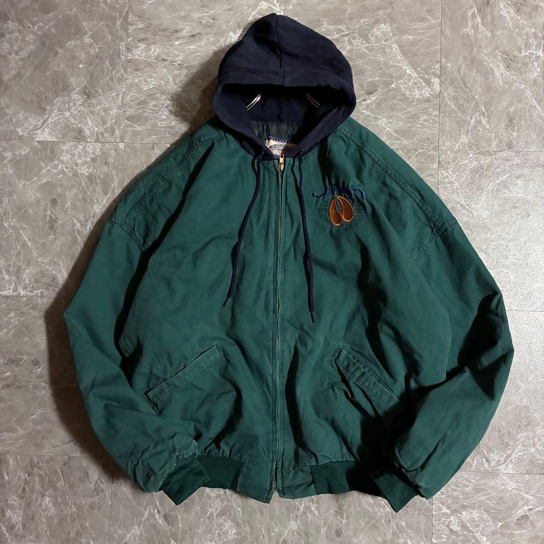 90s【USA製】DUNBROOKE フード付きダックジャケット企業刺繍 古着