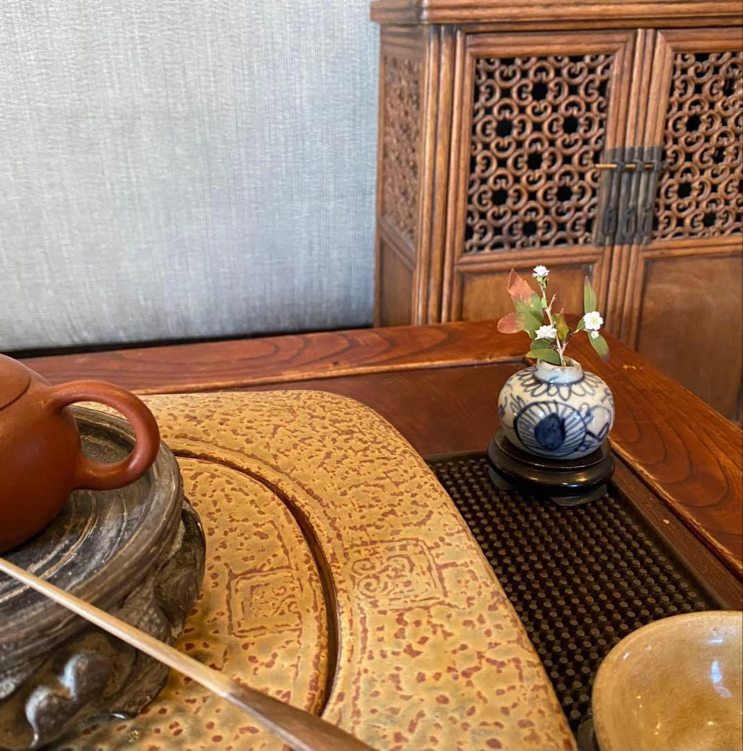 スワトウ陶磁器　ミニ花器　鑑賞台付　　　 一輪挿し　ヴィンテージ　レア