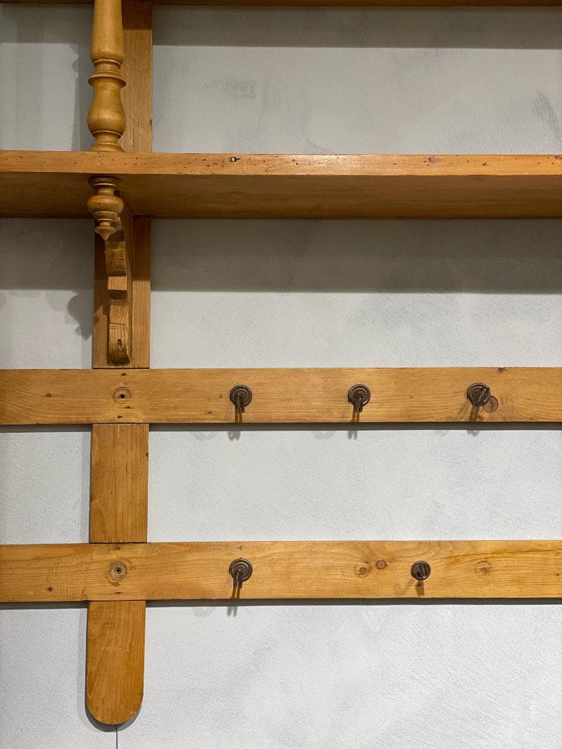 アンティーク パイン 壁掛 シェルフ ラック 棚 木製 フランス イギリス 希少