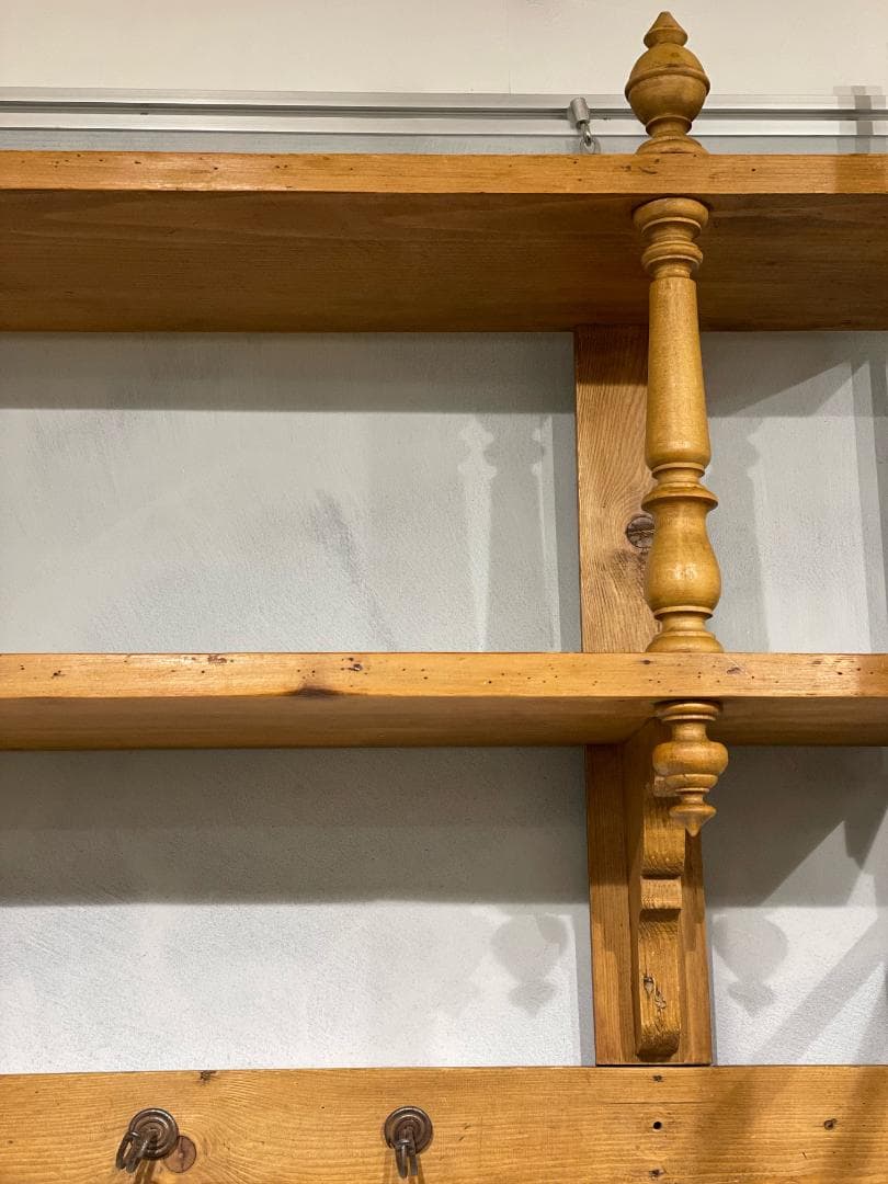 アンティーク パイン 壁掛 シェルフ ラック 棚 木製 フランス イギリス 希少