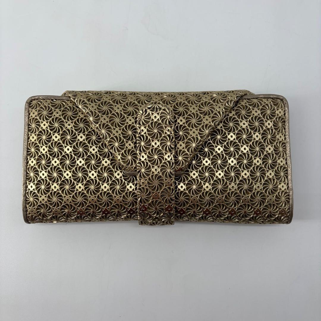 16456✨未使用✨ヒロコハヤシ 長財布 フラップ ジラソーレ ゴールド