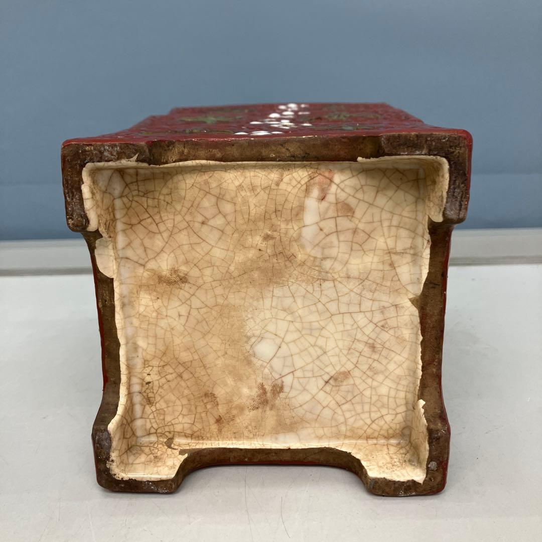 D-4 松竹梅 縁起物 三段重 朱塗り 陶器製 菓子器 重箱 小重 昭和レトロ