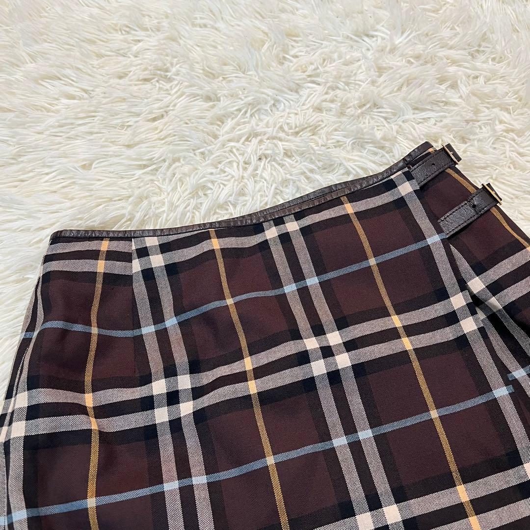 【極美品】バーバリーロンドン 38 ノヴァチェック 巻きスカート クリップ