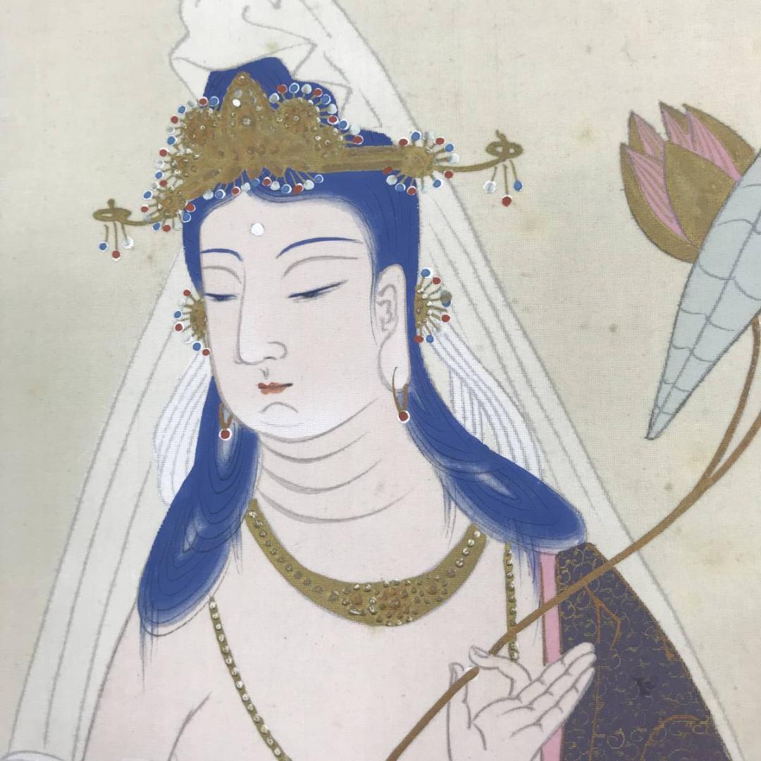 【真作】素石/観音図/掛軸☆宝船☆AB-540