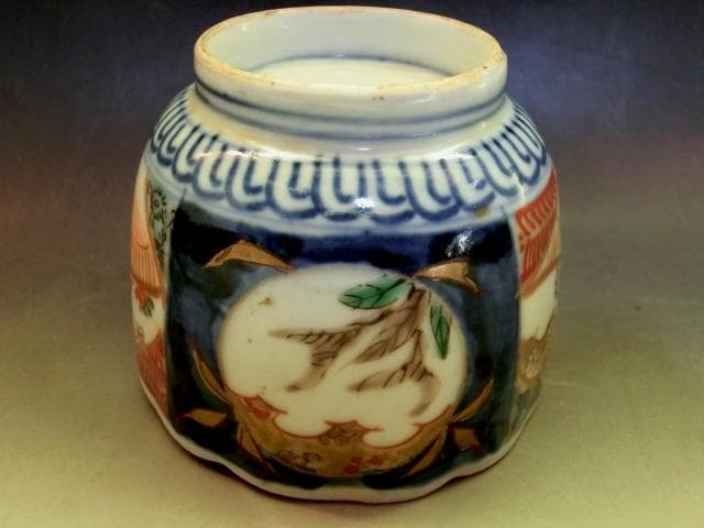 蕎麦猪口■伊万里赤絵 桜 5客 窓絵花唐草 (江戸後期～明治期) 時代物 骨董■