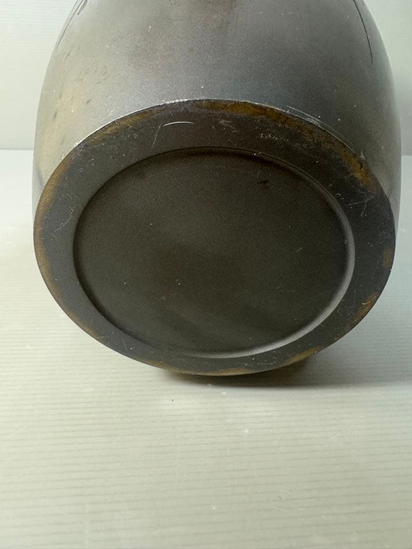 2643 高岡銅器 銅花瓶 希少 金銀象嵌 鳥花文図