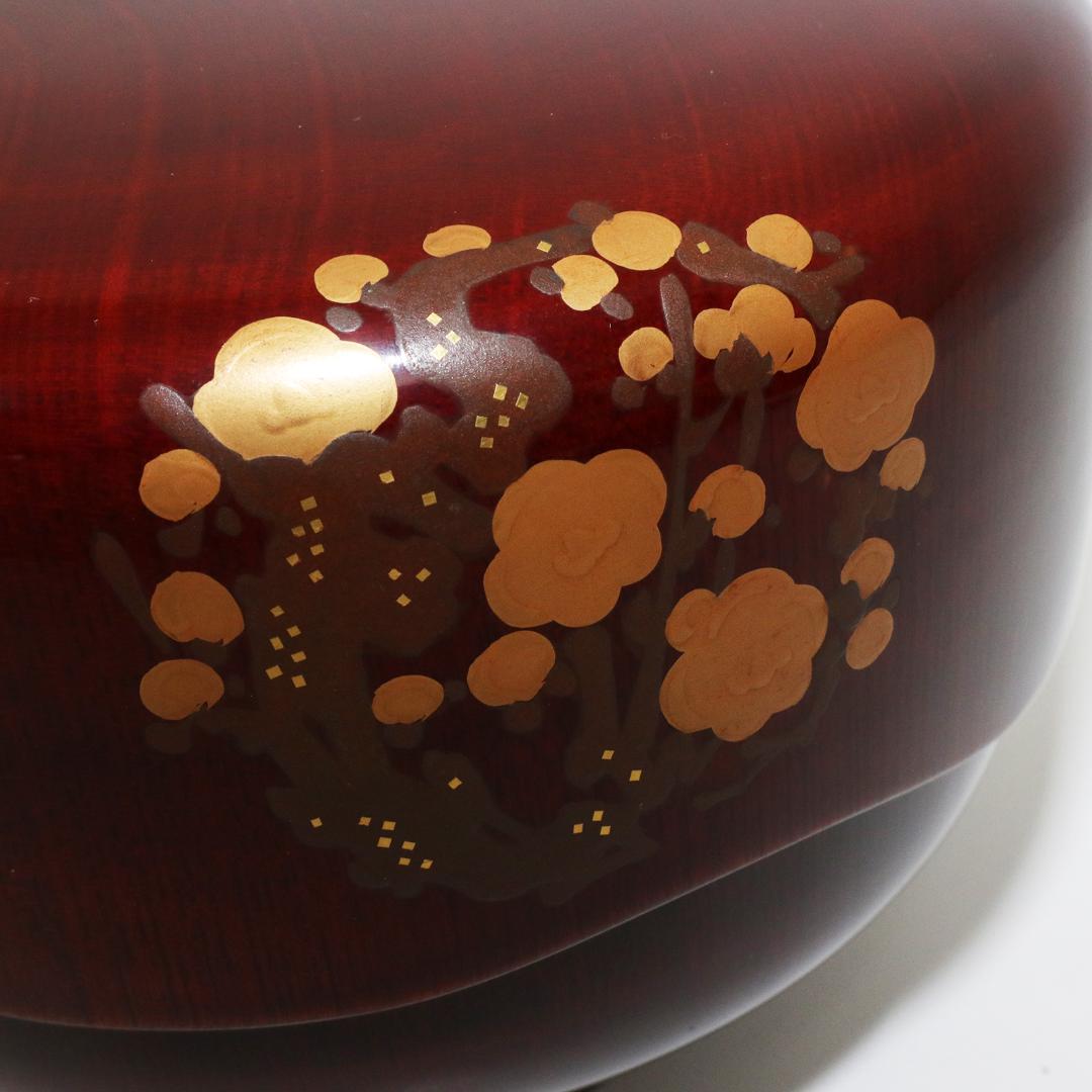 石原抱真 四君子蒔絵 春慶光琳形 菓子器 共箱