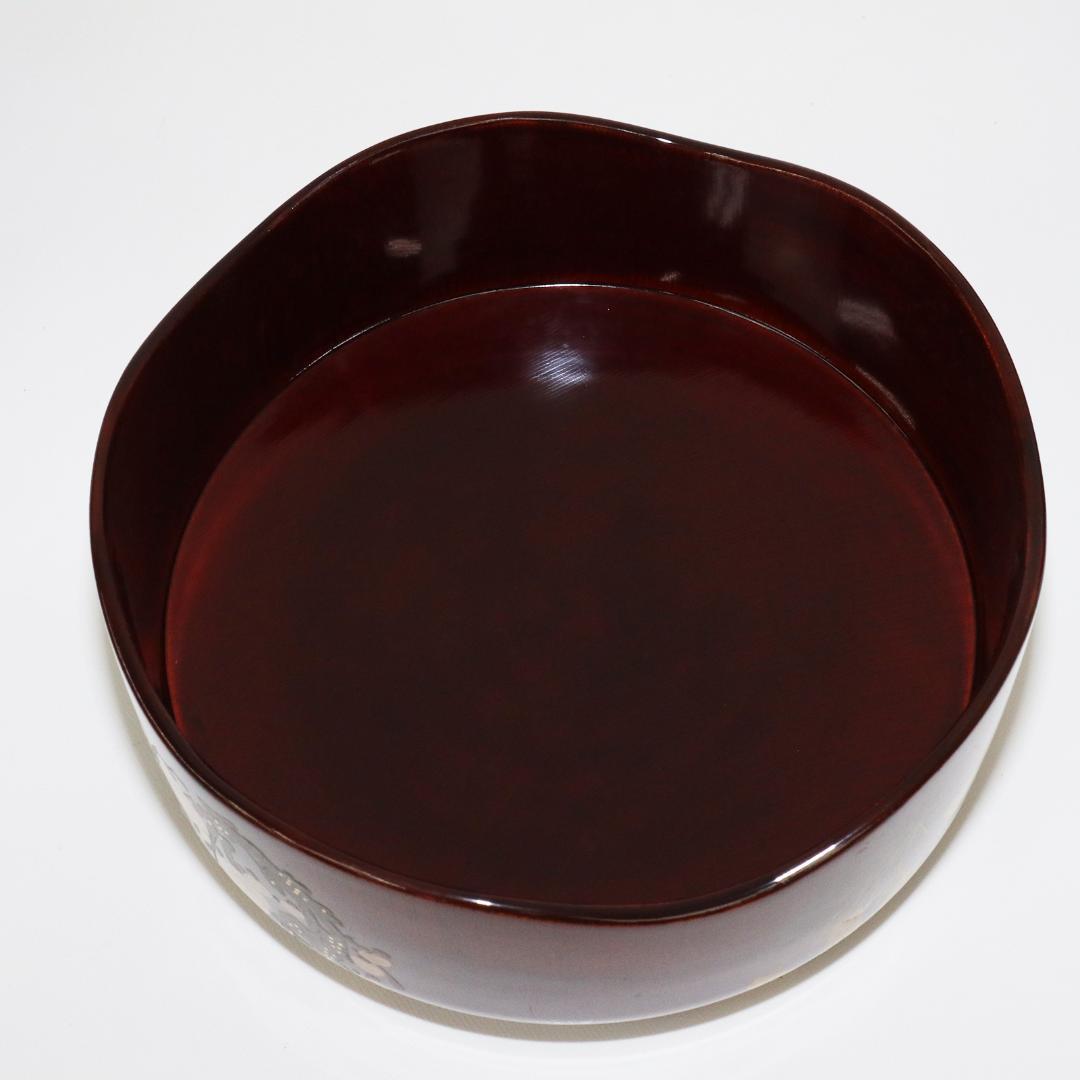 石原抱真 四君子蒔絵 春慶光琳形 菓子器 共箱