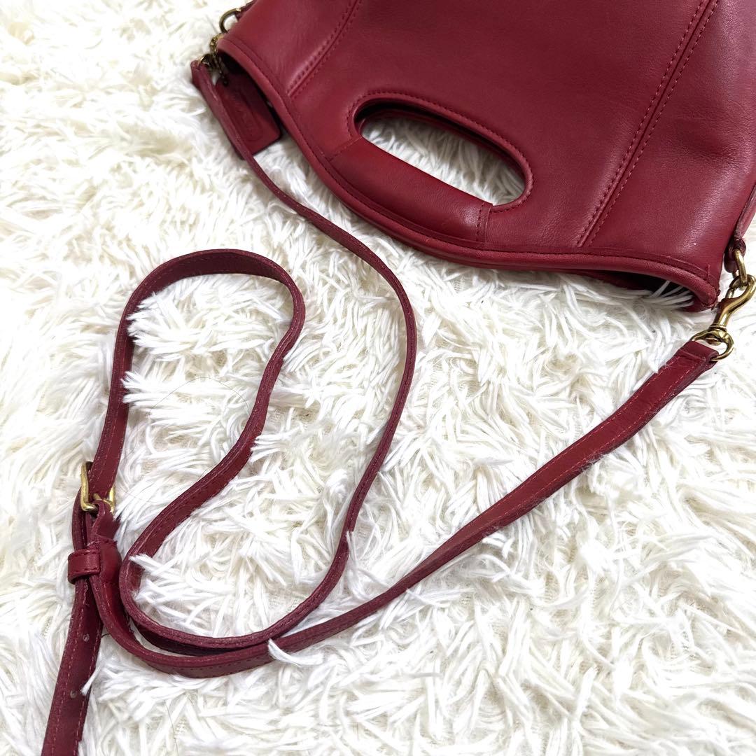 【美品】オールドコーチ 9993 2way ショルダーバッグ ハンド レザー 赤