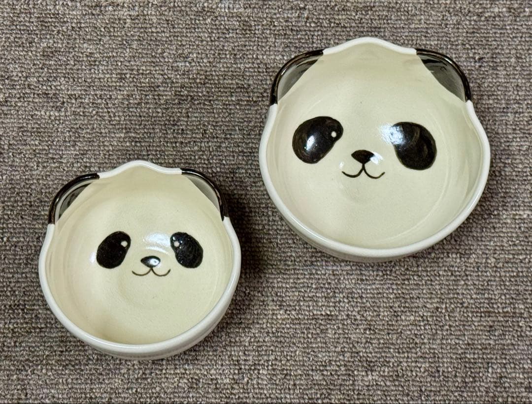 親子パンダ 入れ子茶碗 浅見与し三 京焼