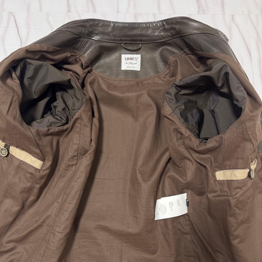 美品✨Lサイズ エンメティ JURI ラムレザー シングルライダース ジャケット