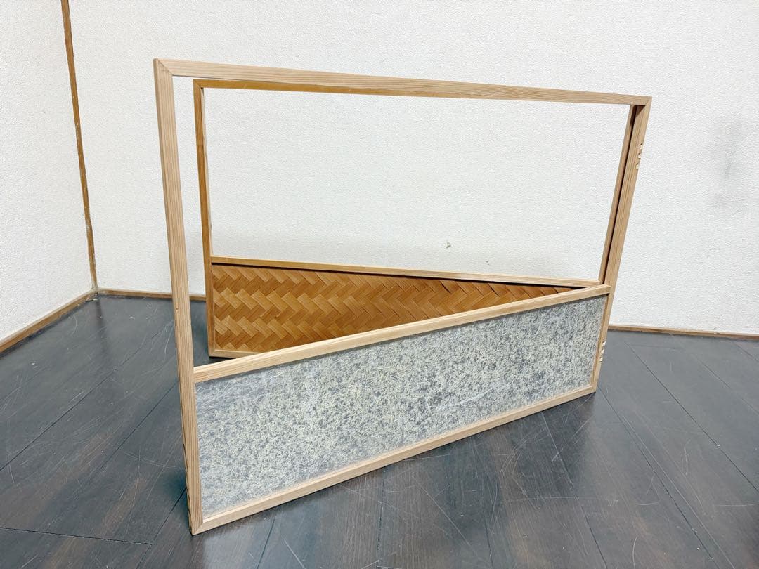 茶道具 杉縁 杉格子網代 風炉先屏風 裏銀砂子 両面使い 上透かし