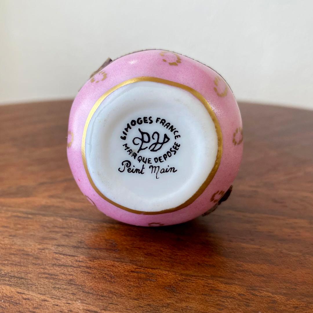 フランス製 ヴィンテージ リモージュボックス 香水瓶入り 手描き 花柄 金彩