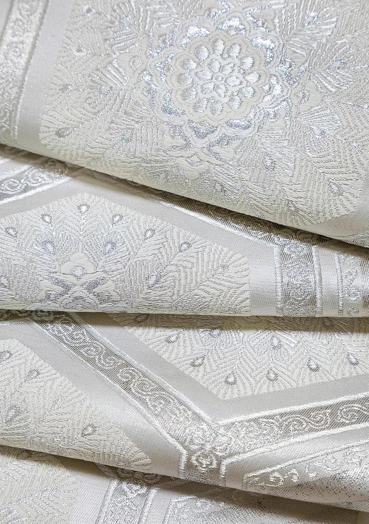 お正月値下げセール！！美品 正絹 リサイクル 礼装袋帯 銀糸 六通織 亀甲華文