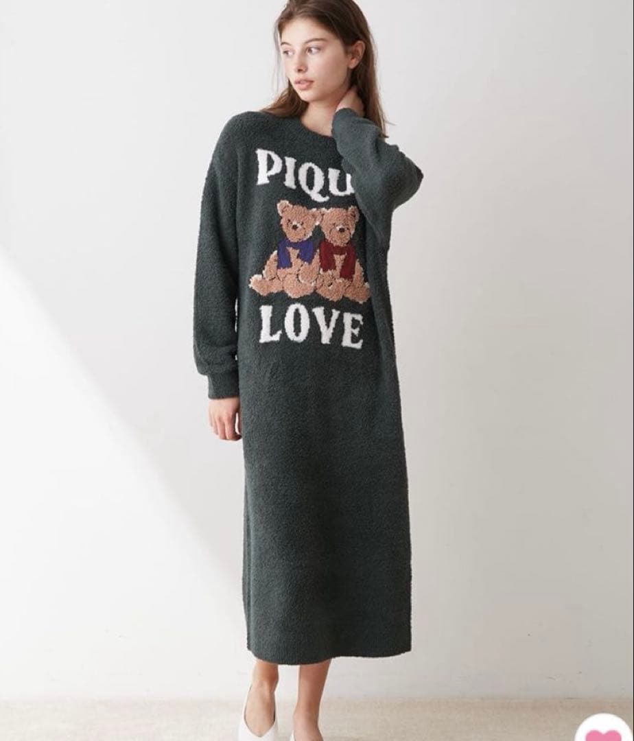 ジェラートピケ　HOLIDAY ベアジャガードワンピース＆巾着　くま　ドレス