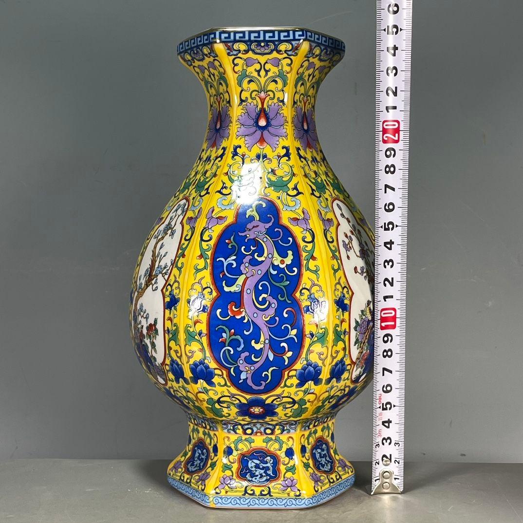 清雍正琺瑯彩賞瓶 花瓶 置物 景徳鎮 陶磁器 装飾品 現代工芸品 美術品