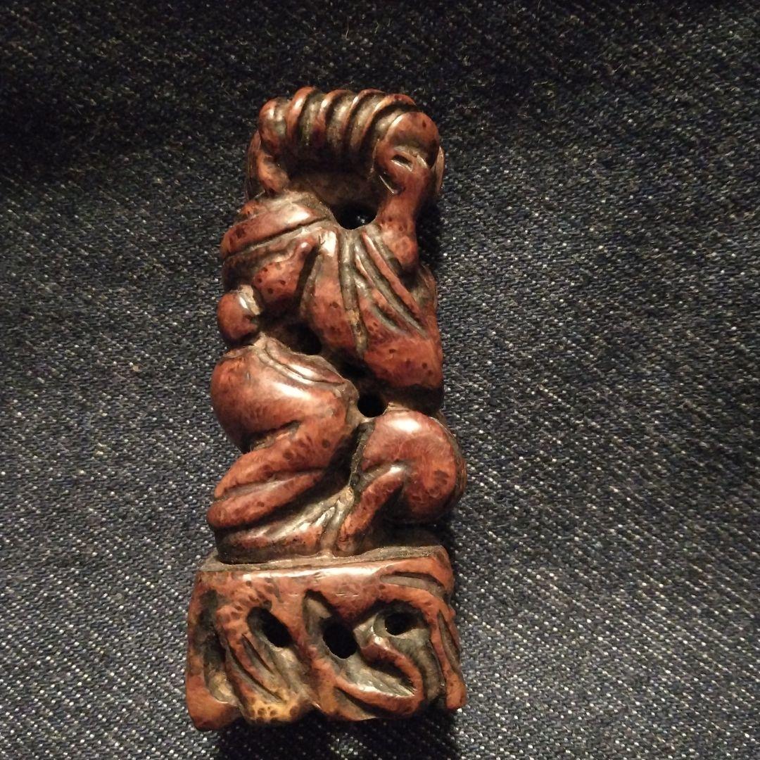 古い　根付　さげもの　骨董　木製　着物