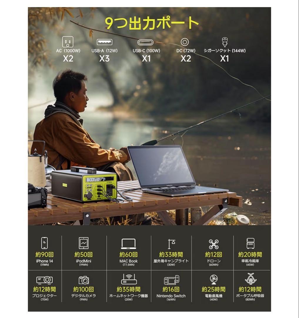 【A+】Acecow ポータブル電源 大容量 69600mAh/1030Wh