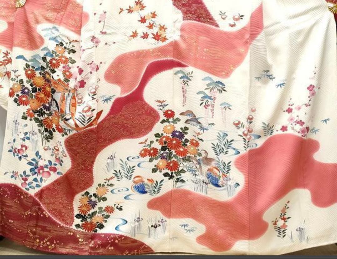 振袖 フルセット6点サイズM京友禅手描き銀駒刺繍　正絹　売り切り終了