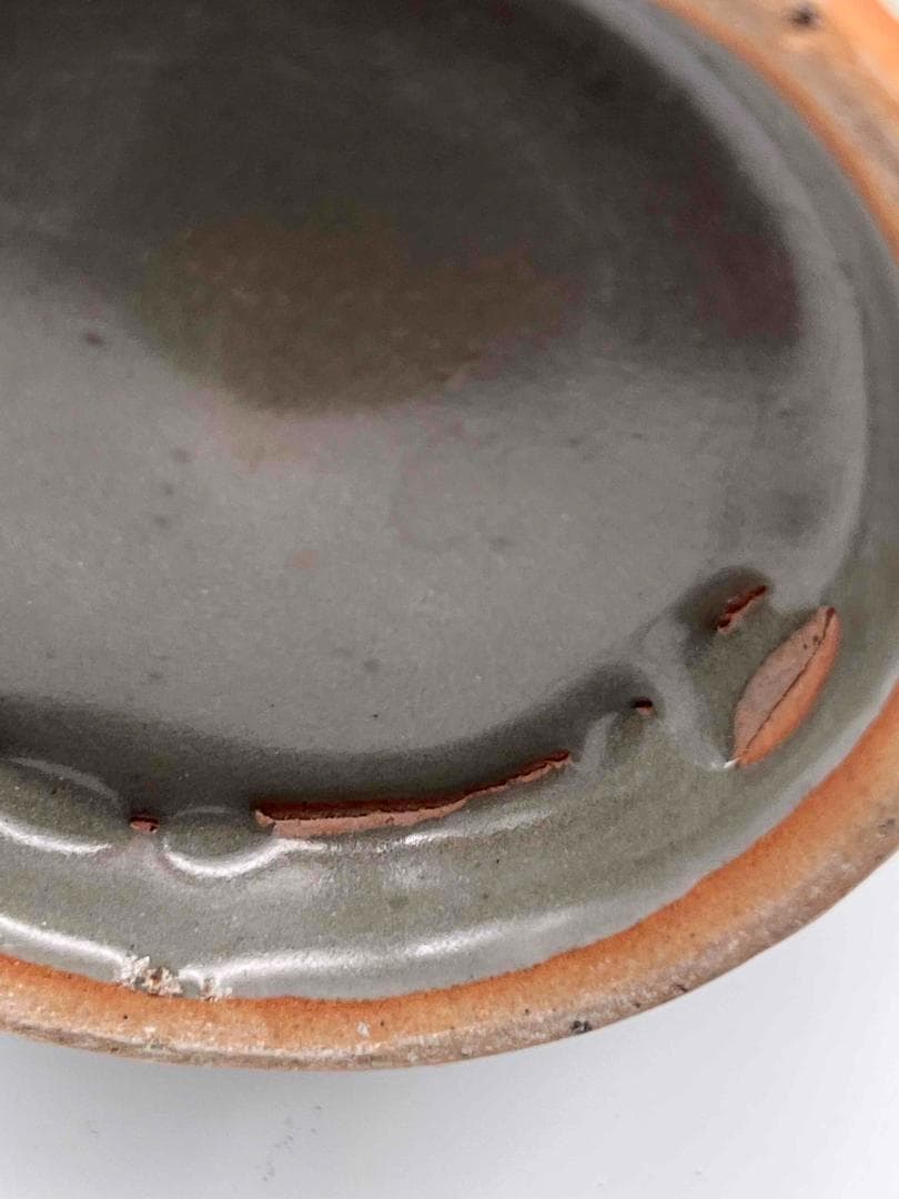 南宋時代　龍泉窯　 梅子青 青磁弦文盤口瓶 花入　花瓶　茶道具(E-81)