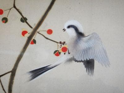 ￥550,000⇒￥440,000 山口華楊 早春　日本画(絹本岩彩裏彩）10号