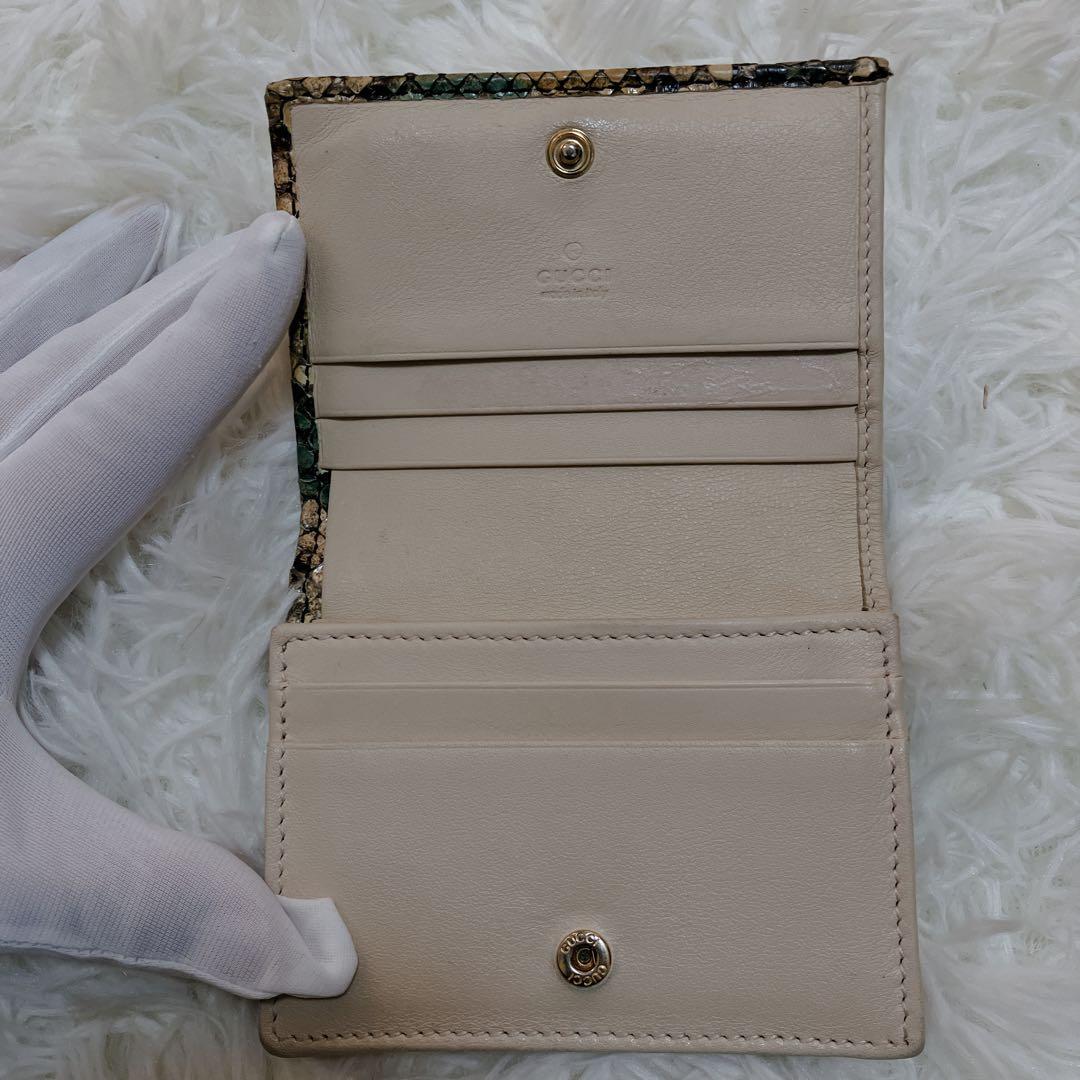 美品　GUCCIグッチ パイソン GGマーモント 折り財布 コンパクトウォレット