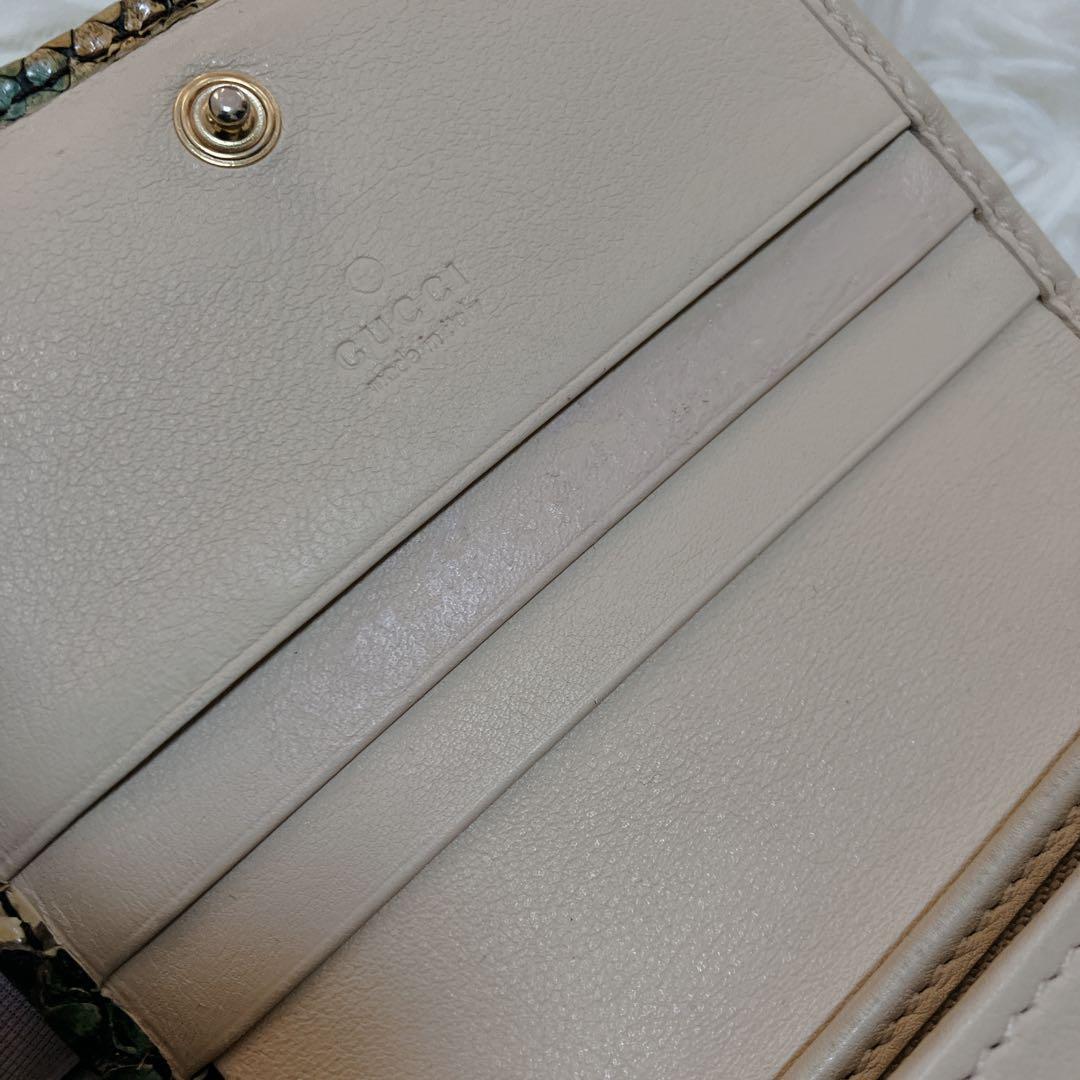 美品　GUCCIグッチ パイソン GGマーモント 折り財布 コンパクトウォレット
