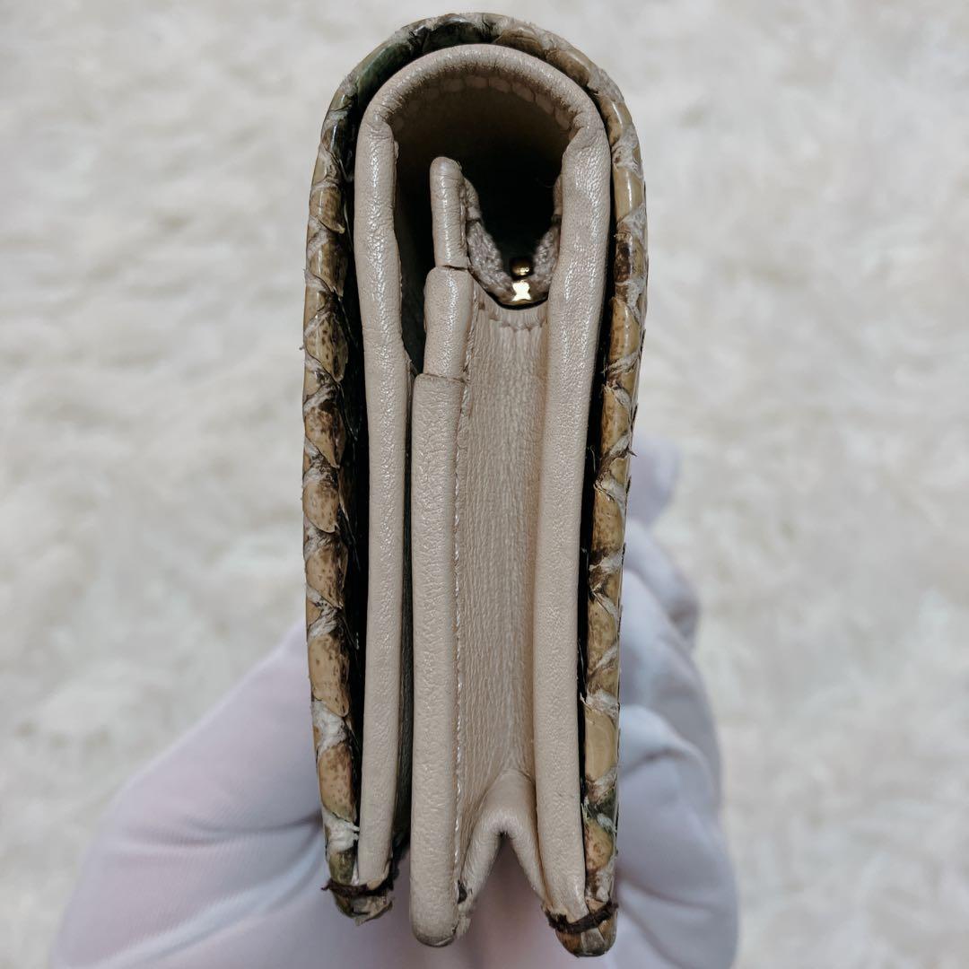 美品　GUCCIグッチ パイソン GGマーモント 折り財布 コンパクトウォレット