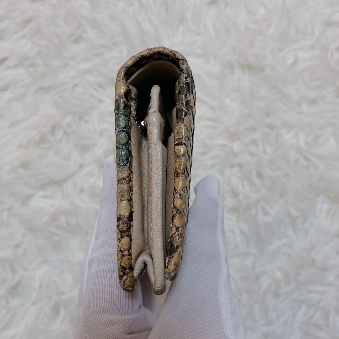 美品　GUCCIグッチ パイソン GGマーモント 折り財布 コンパクトウォレット