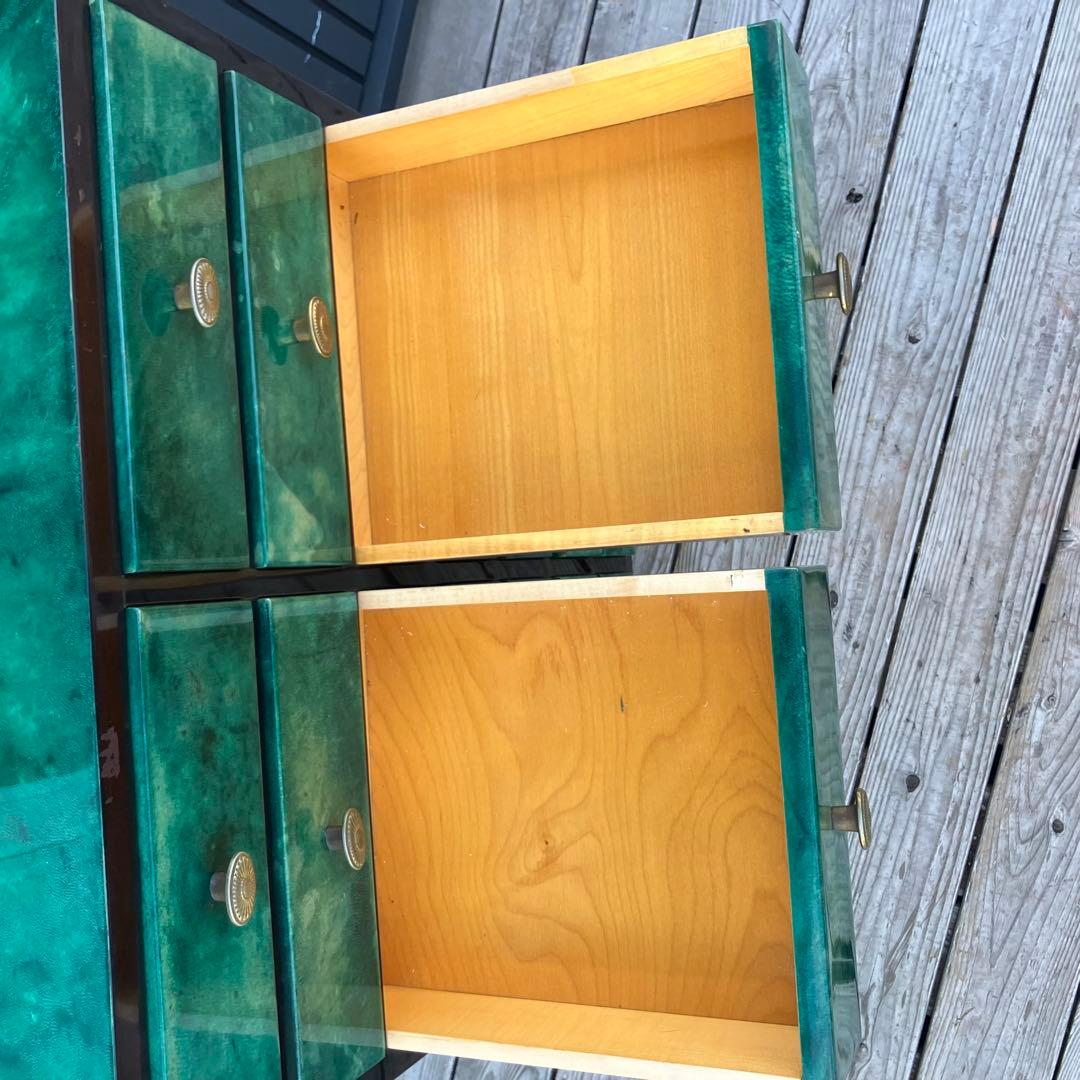 フランス家具 14杯 木製チェスト コールキャビネット 電話台 引き出し収納 緑