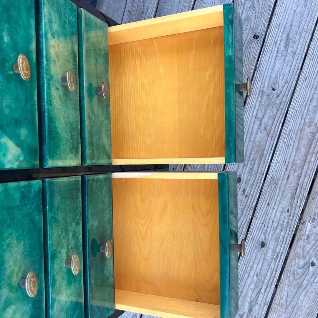 フランス家具 14杯 木製チェスト コールキャビネット 電話台 引き出し収納 緑