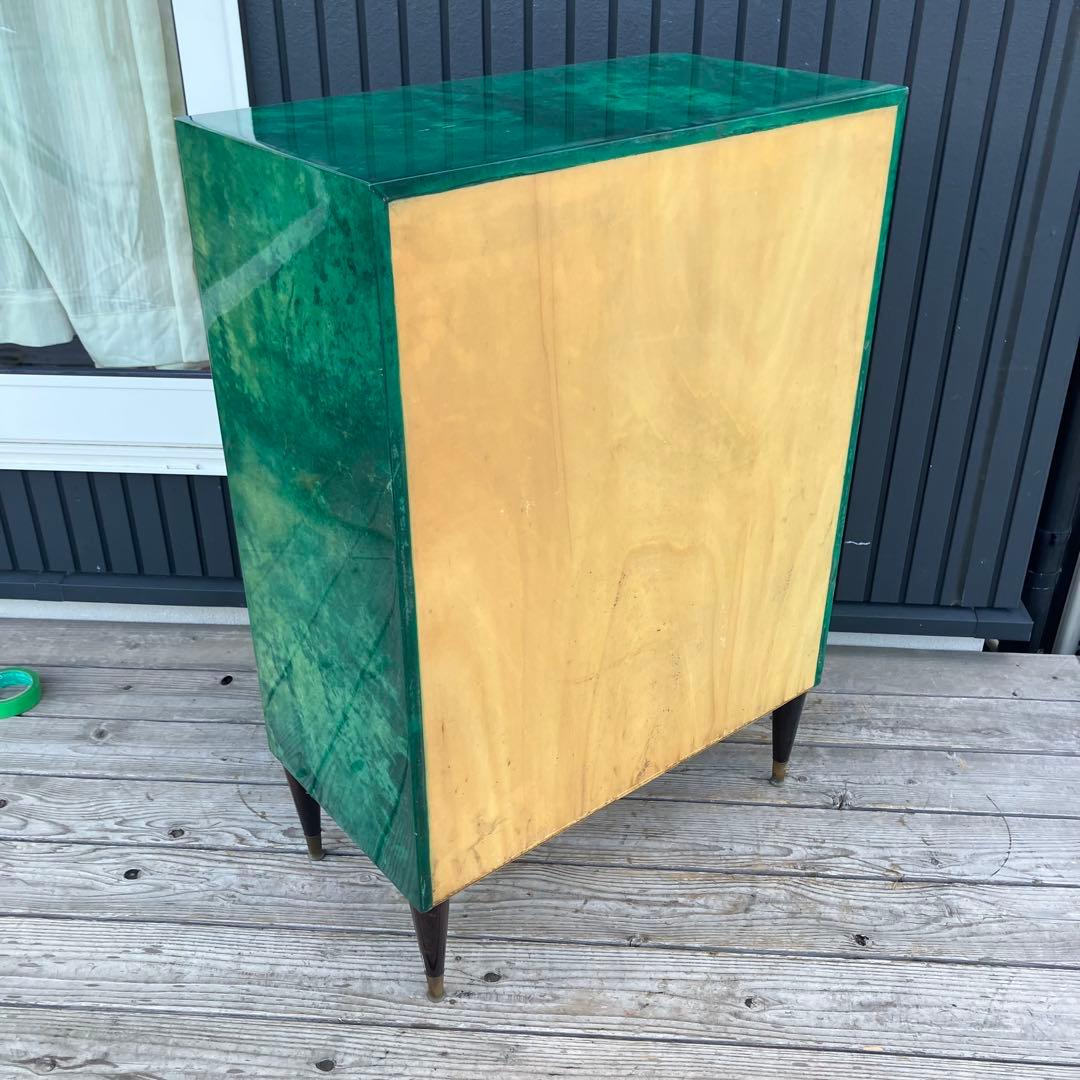 フランス家具 14杯 木製チェスト コールキャビネット 電話台 引き出し収納 緑