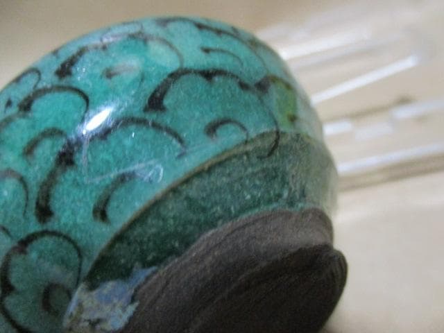 古九谷　青手　小皿　古箱付き　N9-3M