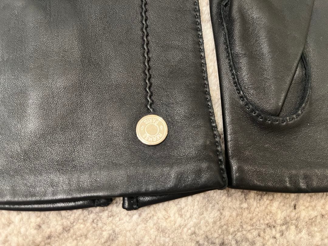 【新品】 エルメス ラムスキン レザーグローブ メンズ8 1/2 シルク裏地