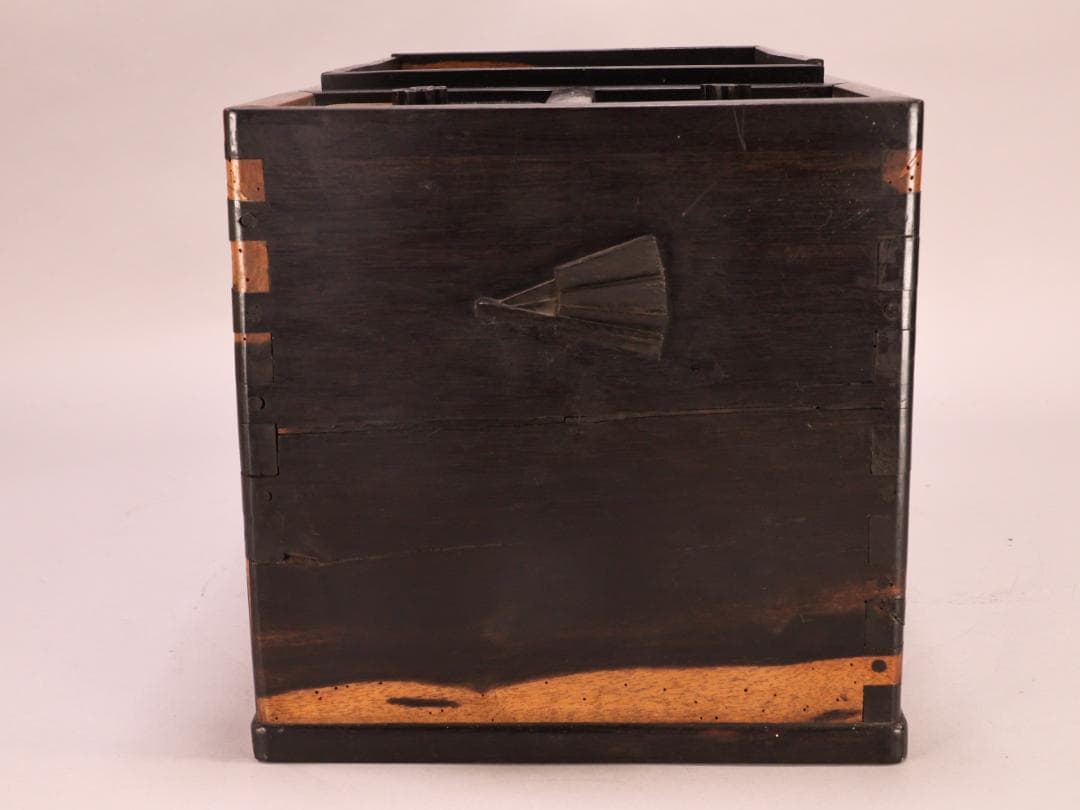 BK263　時代家具　黒柿製　豆火鉢　関東火鉢　手炙り　茶道具