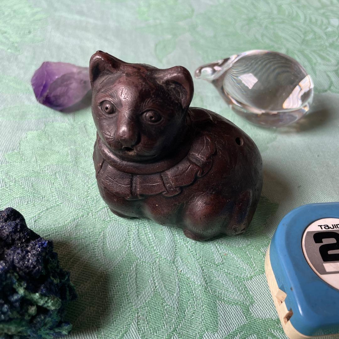 江戸時代　銅鋳造　猫水滴（ねこすいてき）