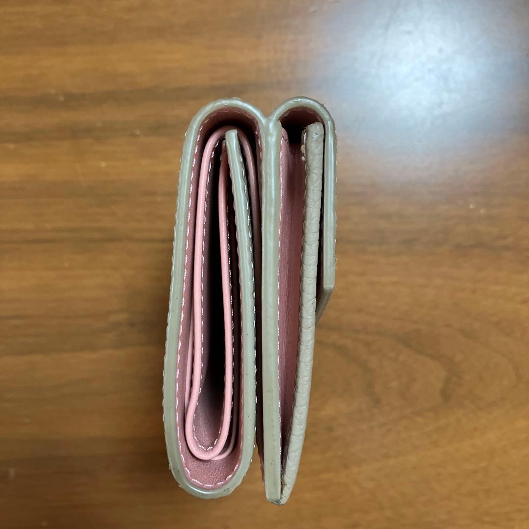 BONAVENTURA 三つ折り財布 グレージュ×ベビーピンク