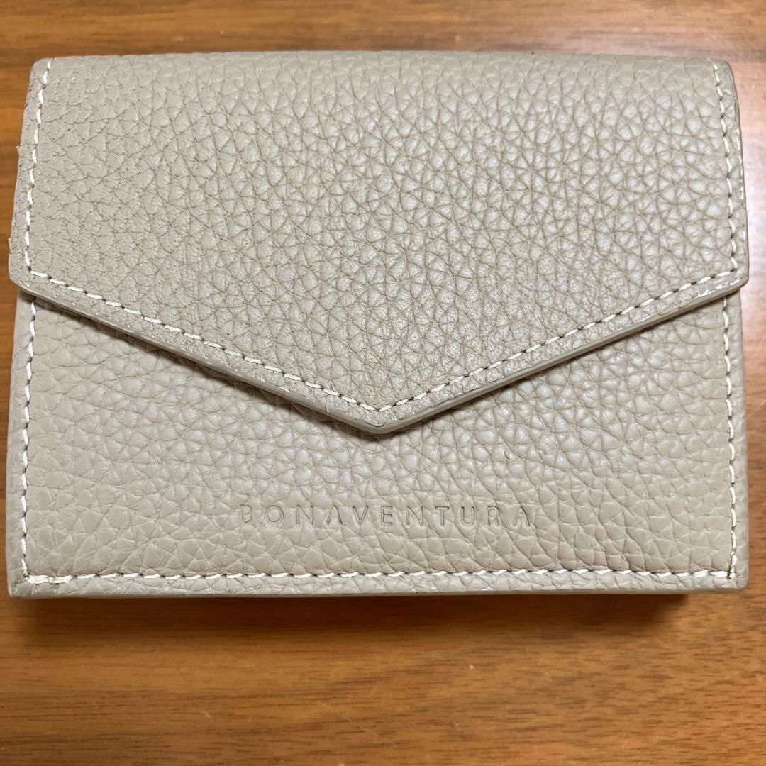 BONAVENTURA 三つ折り財布 グレージュ×ベビーピンク