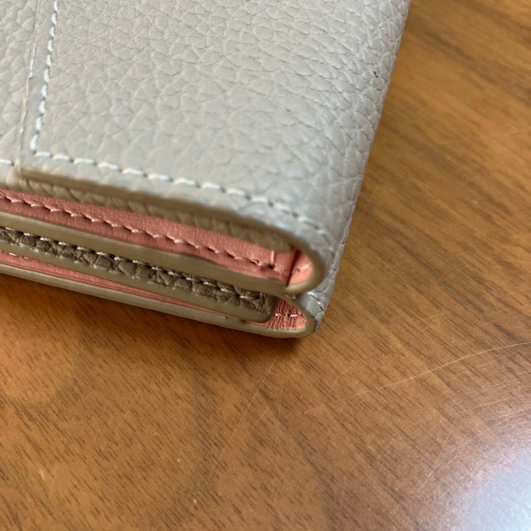 BONAVENTURA 三つ折り財布 グレージュ×ベビーピンク