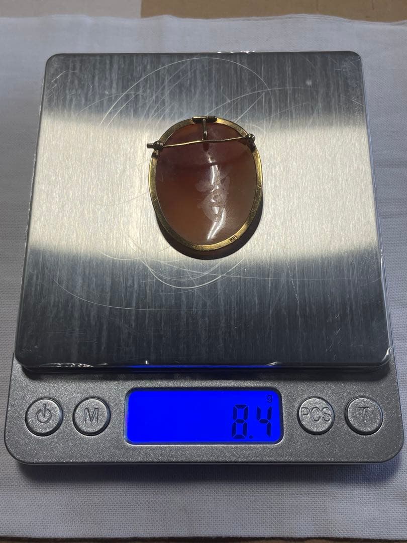 K18 チェーンネックレス vintageシェルカメオ 枠K18（合計3g）