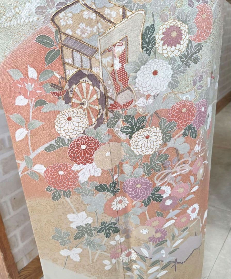 訪問着4点フルセット、着物、袋帯、帯締め、帯揚げ