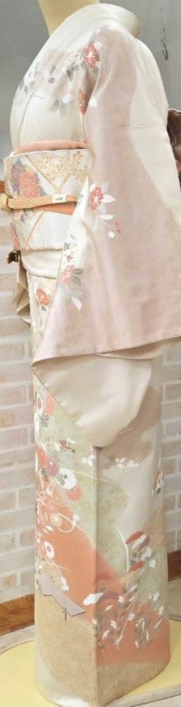 訪問着4点フルセット、着物、袋帯、帯締め、帯揚げ