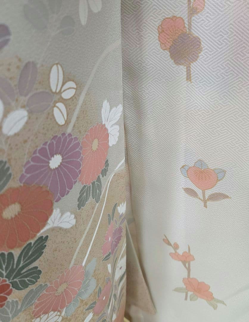 訪問着4点フルセット、着物、袋帯、帯締め、帯揚げ