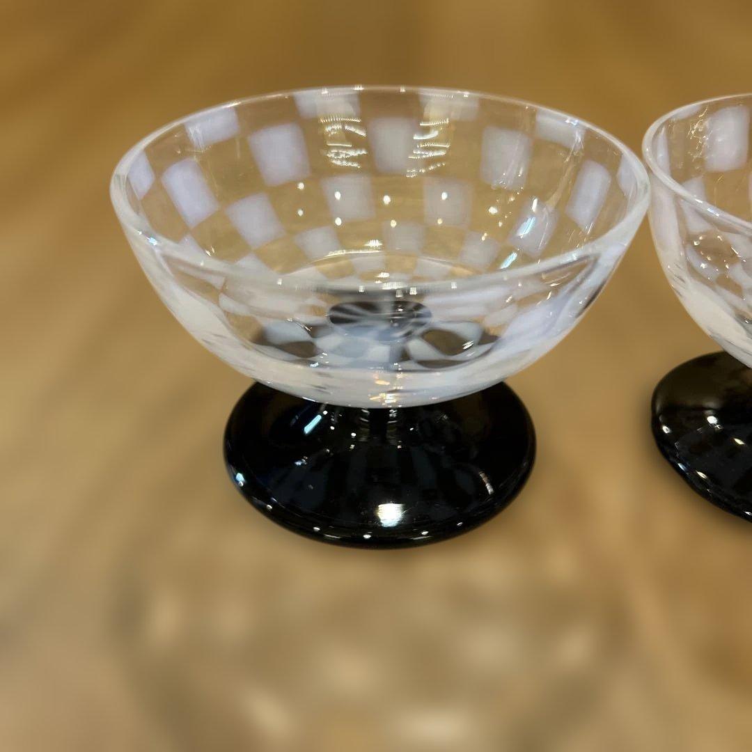 廣田硝子 大正浪漫硝子 氷コップ デザートカップ 水玉 乳白 和グラス二つ