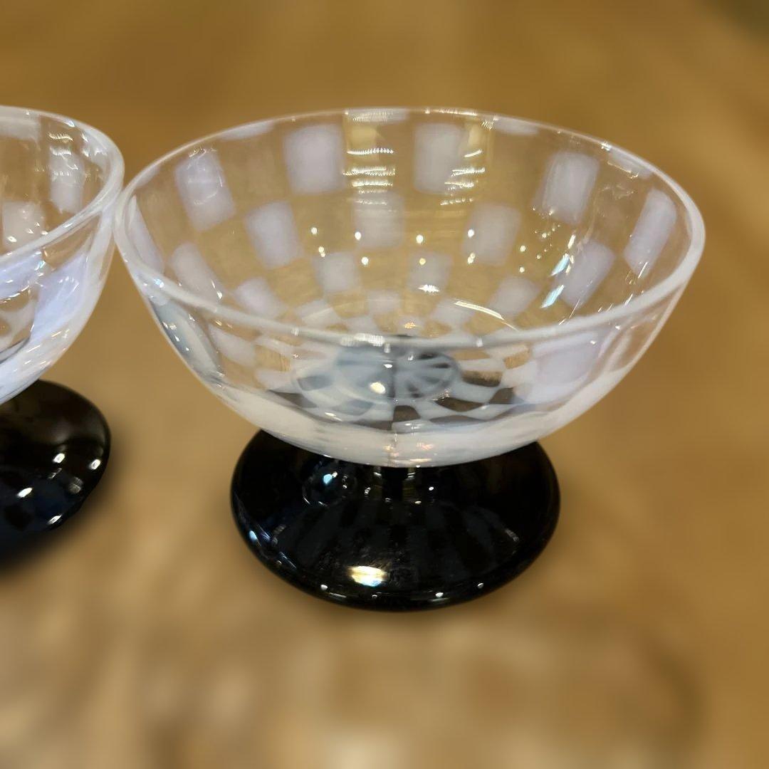 廣田硝子 大正浪漫硝子 氷コップ デザートカップ 水玉 乳白 和グラス二つ