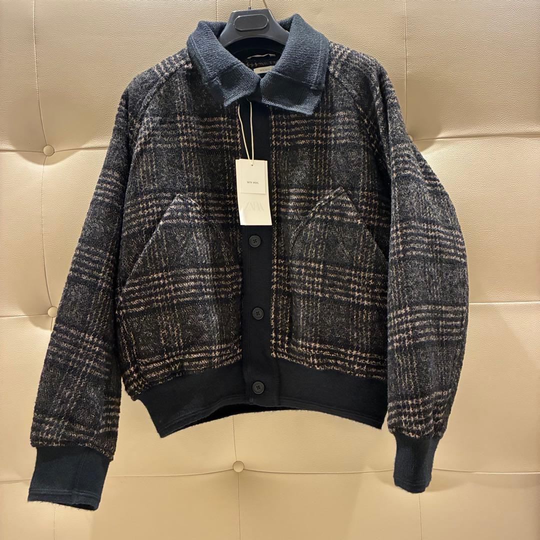 ZARA リブ襟切り替えジャケット M