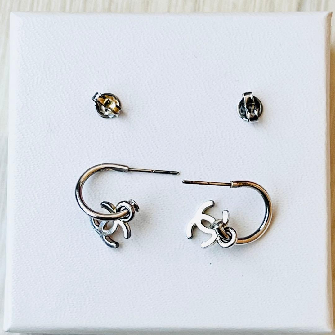 【希少】 ヴィンテージ CHANEL シルバー フープピアス ココマーク 97P