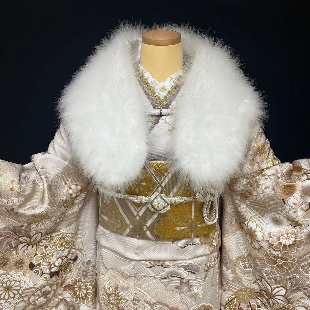 くすみ系ベージュの上品な古典振袖フルセット